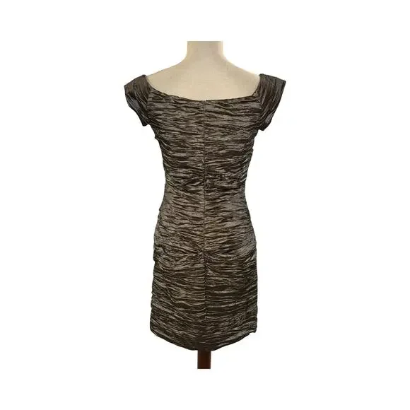 Alex Evenings Pewter Metallic Bandage Sheath Dress Size 10